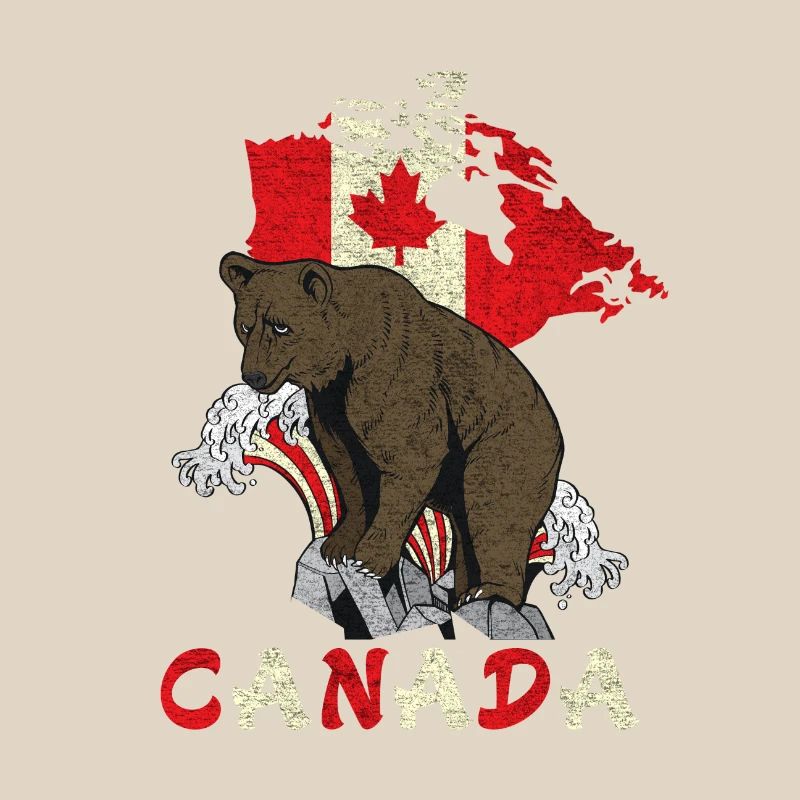 Conception d'ours du Canada avec carte et drapeau