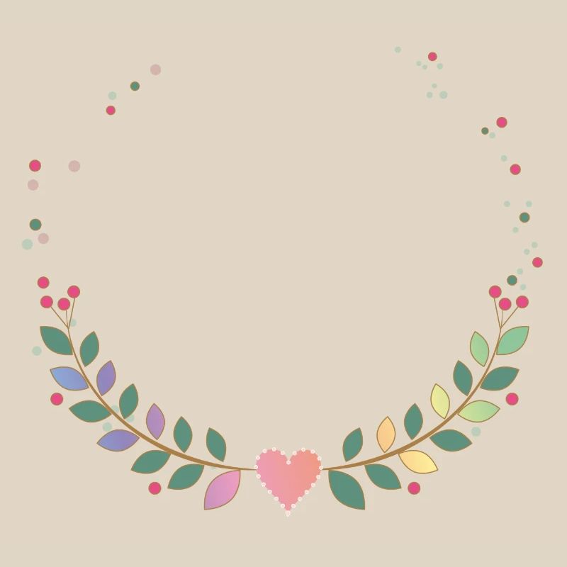 delicate frame from multi-colored branches and heart