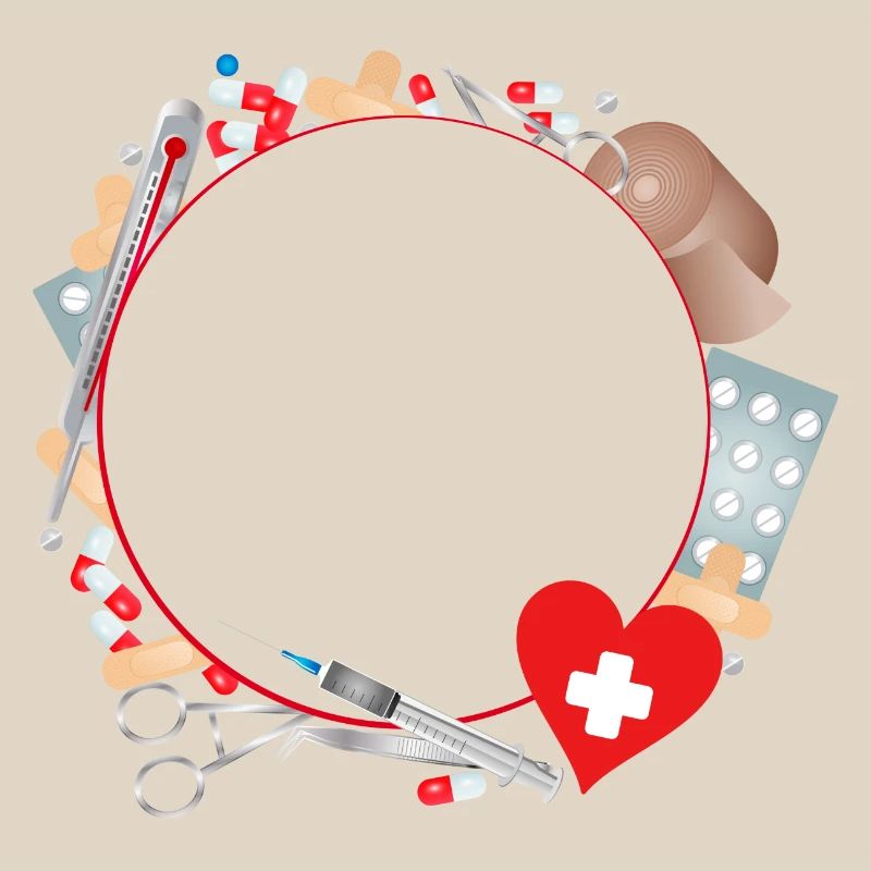 Erste Hilfe Set oder Reiseapotheke als Rahmen