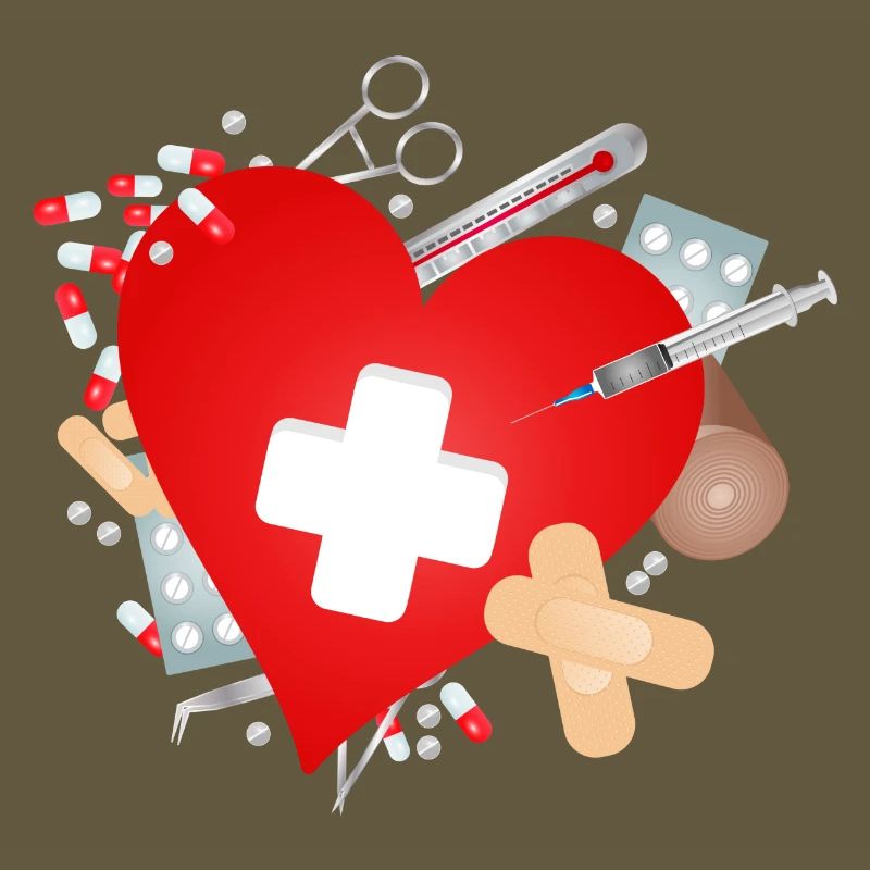 Erste Hilfe Set oder Reiseapotheke mit Herz