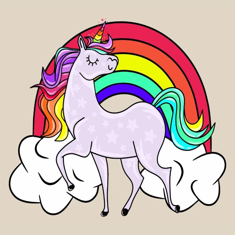 Unicorn with rainbow and clouds