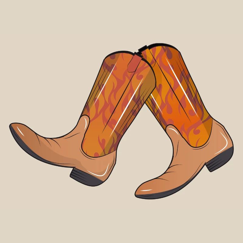 extravagant western boots with flame pattern