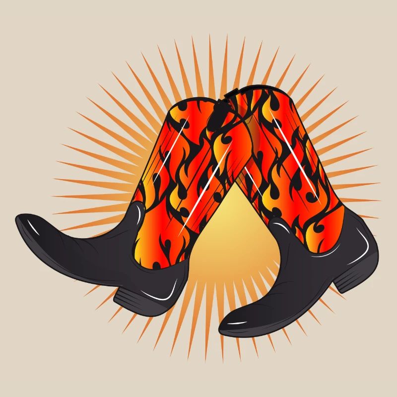 extravagant western boots with flame pattern