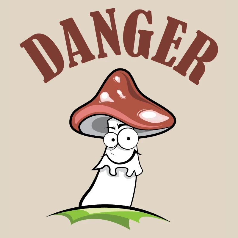 Toadstool danger symbol comic funny