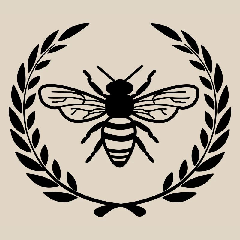 Bee in laurel wreath