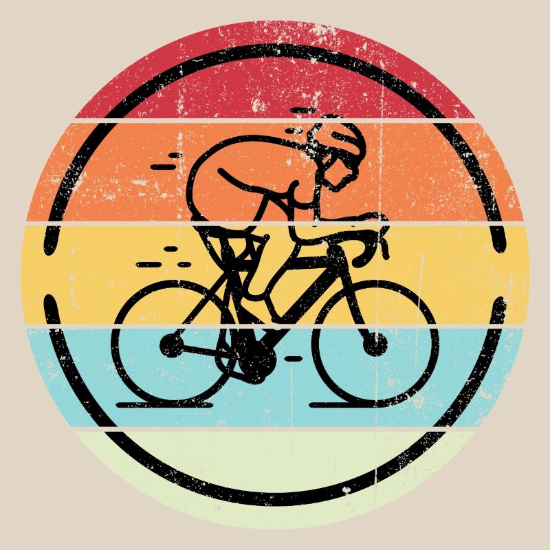 Retro Cyclist in Sunset Circles