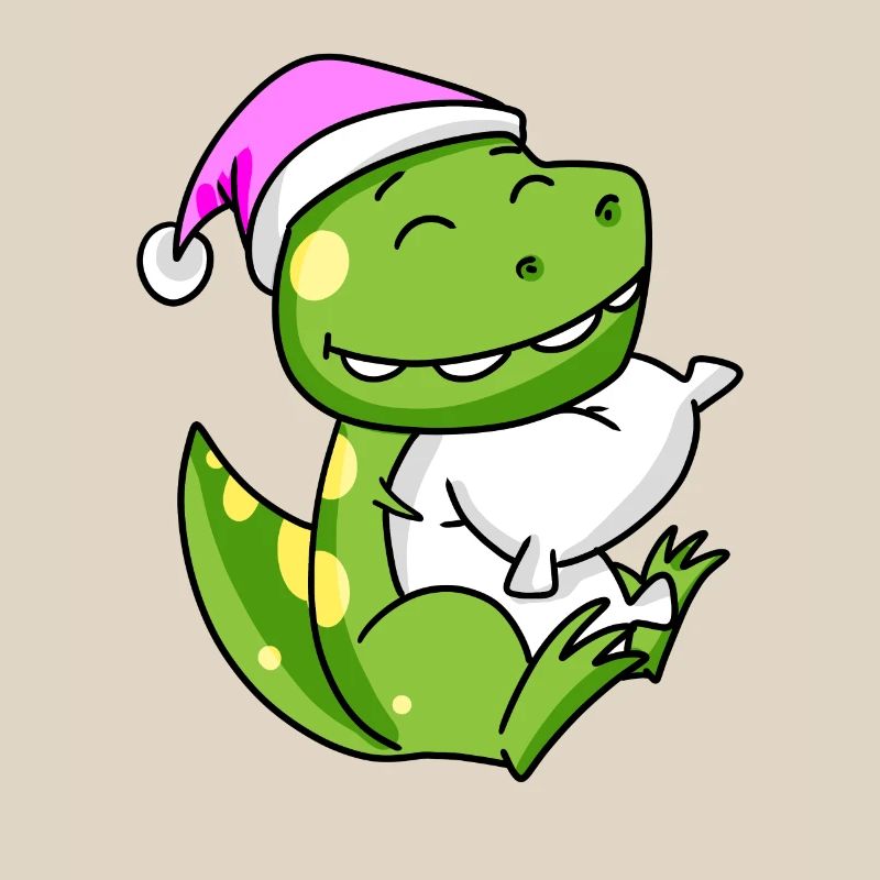 Dinosaur with pillow and sleeping cap
