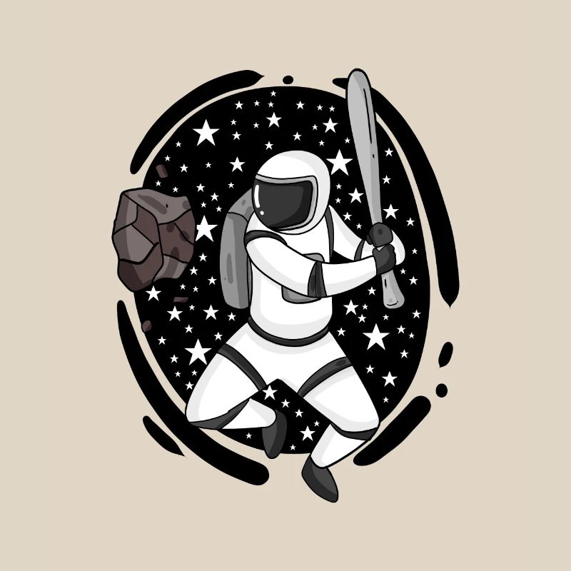 Astronaute avec batte de baseball dans l’espace