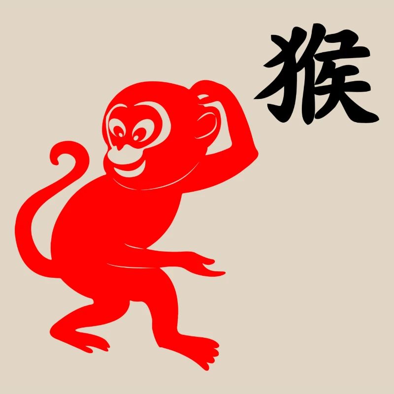 Chinese character red monkey with monkey image