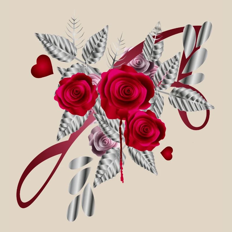 silver Valentine's Day bouquet with roses