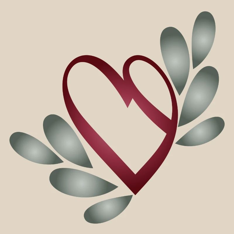 romantic Valentine's Day heart symbol with leaves