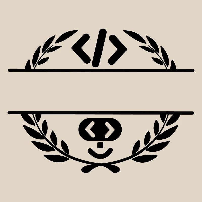 Code logo and code smiley in laurel wreath
