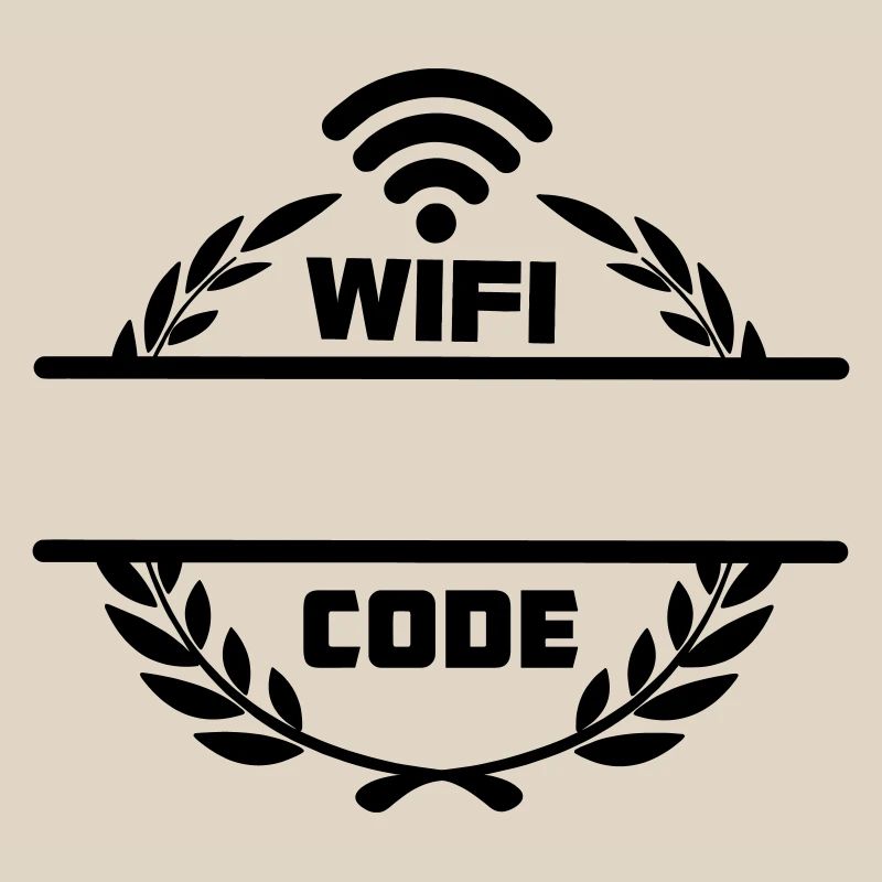 Wifi code in laurel wreath with blank text bar