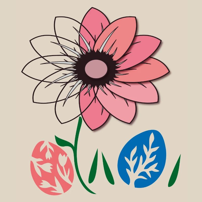 Flower with Easter eggs, Happy Easter