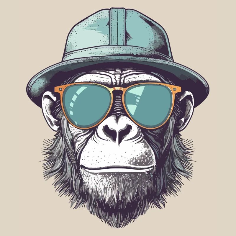 Cool monkey with sunglasses and hat