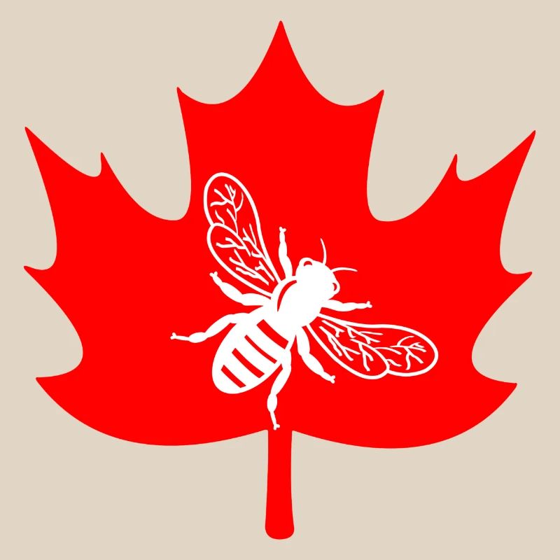 Canada white bee in maple leaf beekeeper logo