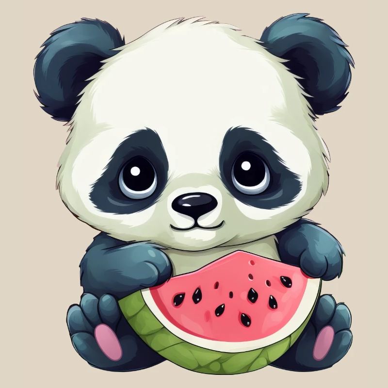 Panda mignon à la pastèque