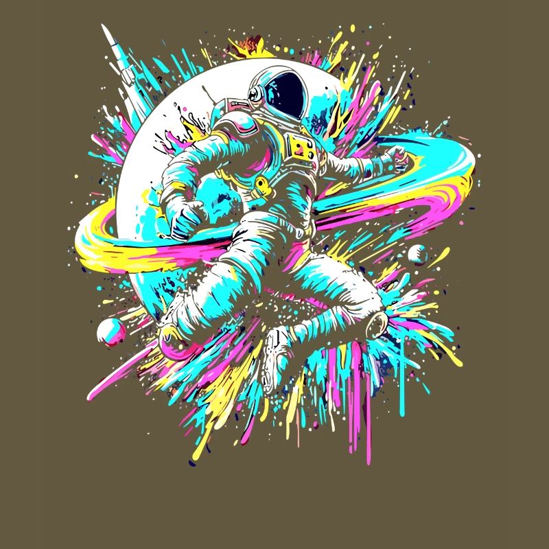 astronaute, coloré, couleur, explosion, graffiti, espace