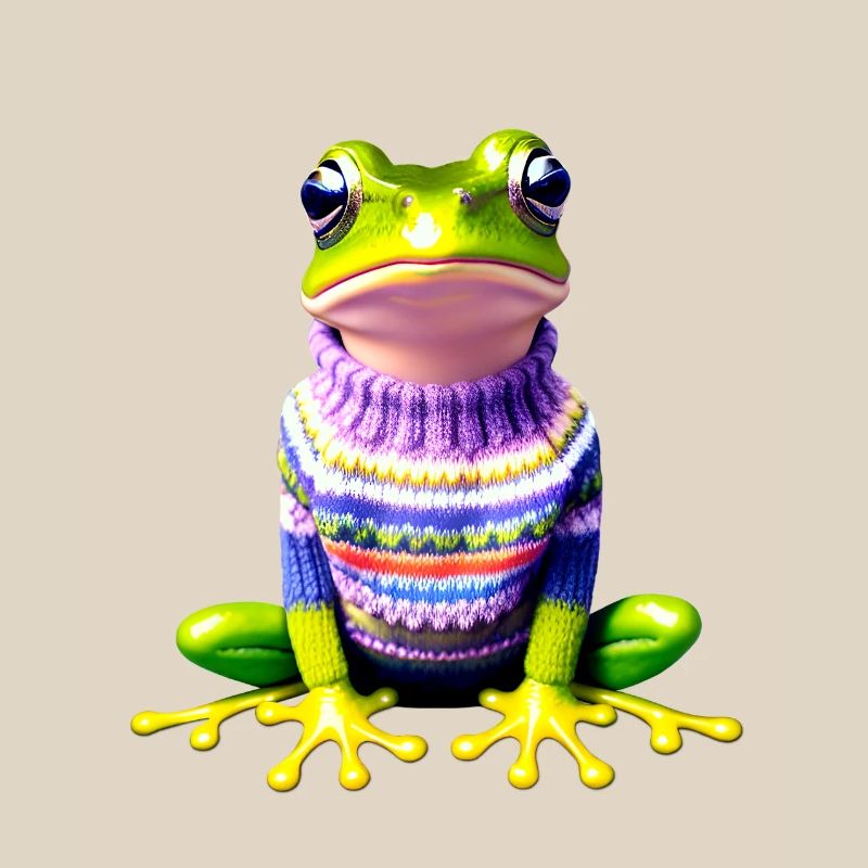 Kleiner Regenbogenfrosch mit Norweger-Pullover