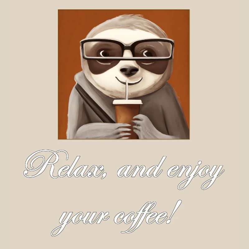 Sloth drinking coffee.