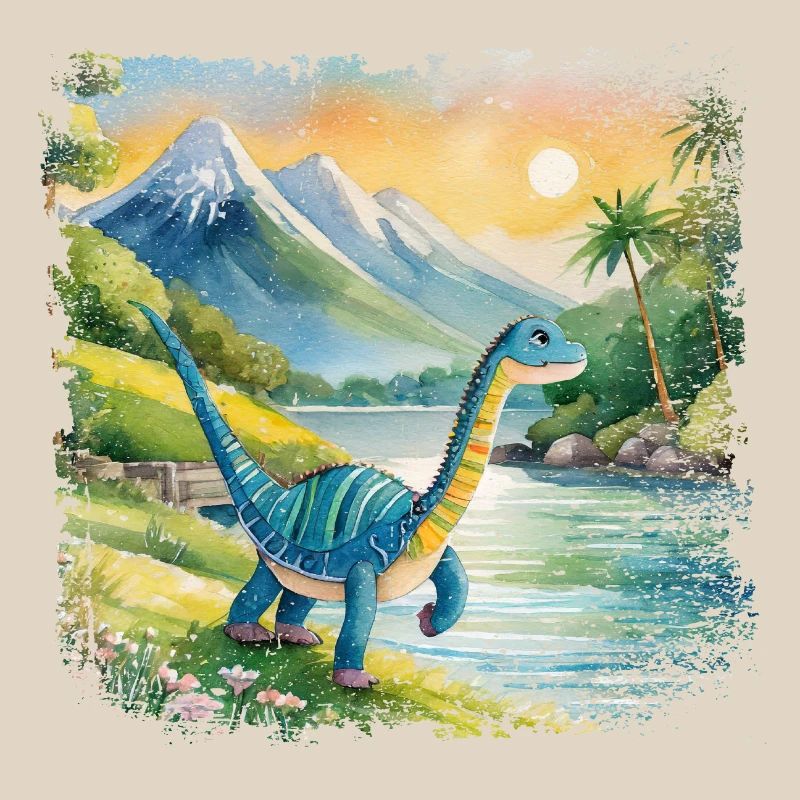 Niedlicher junger Thesaurus Kinderbuchstil Aquarel