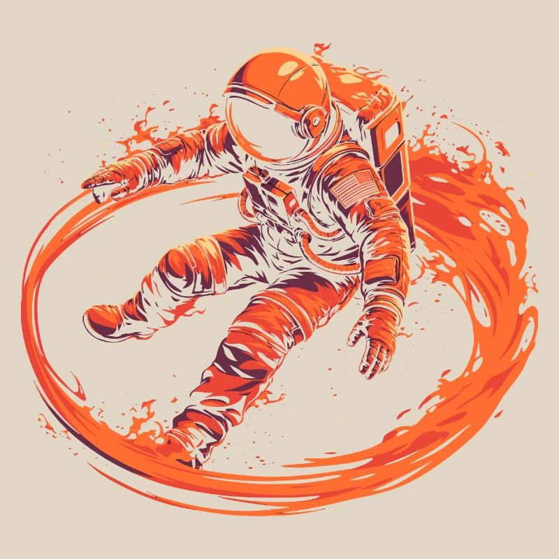 Astronaut surrounded by flames