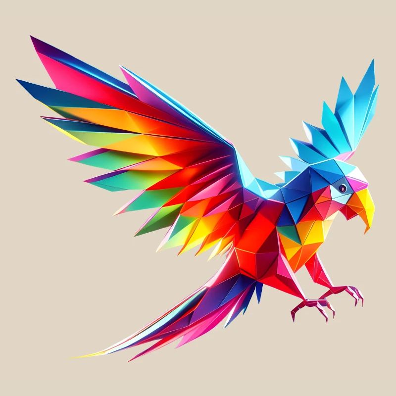 3d geometric multicolor origami parrot