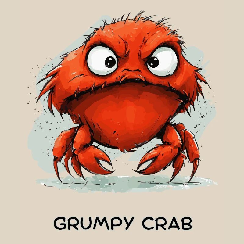 Grumpy Crab - Mürrische Cartoon Krabbe Design