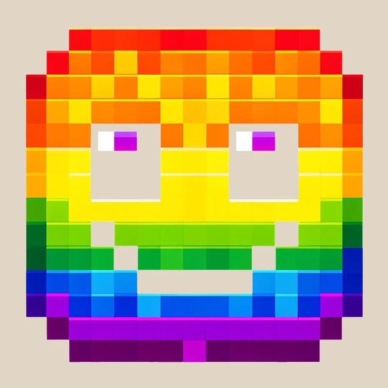 Pixelated Rainbow Smile Face