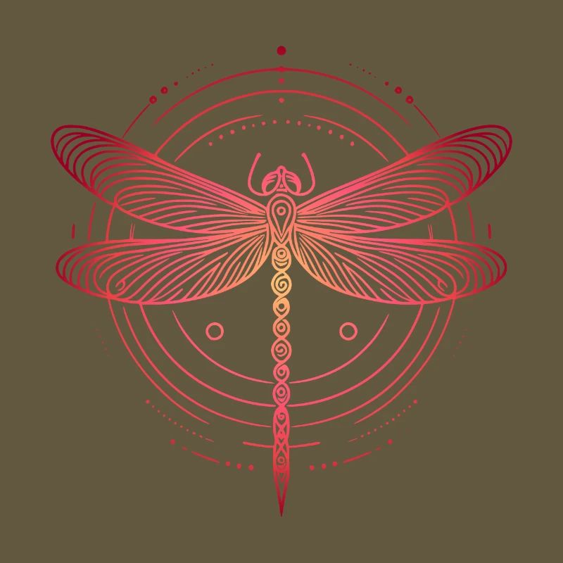 Dragonfly Spiral Patterns, Pink Gradient
