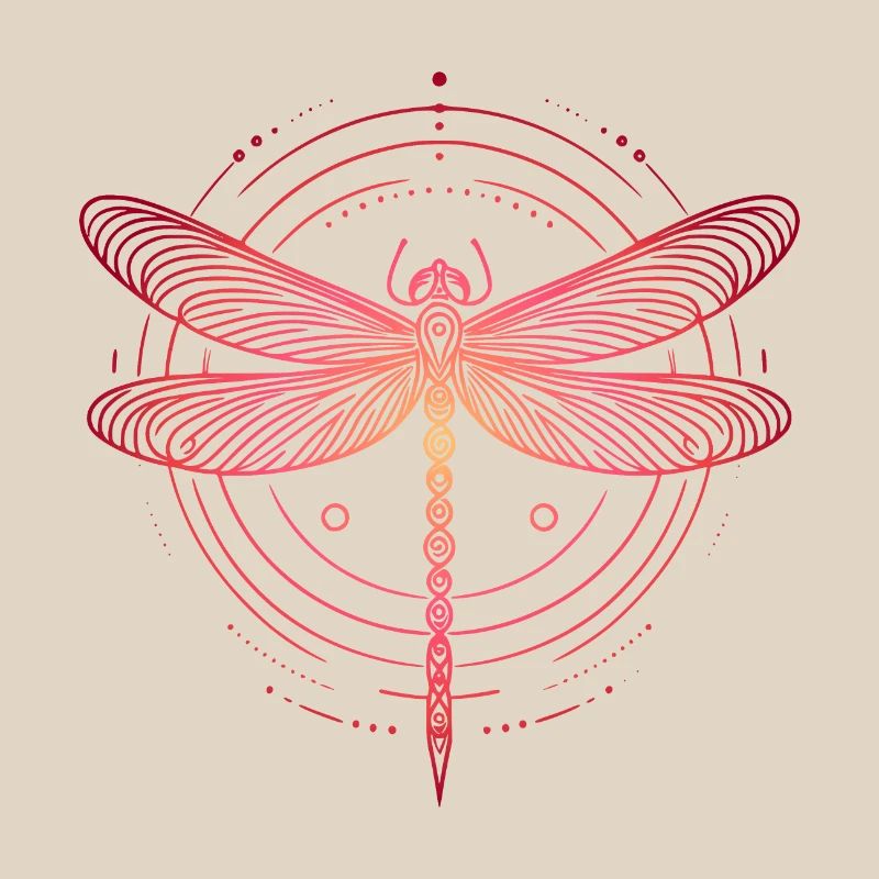 Dragonfly Spiral Patterns, Pink Gradient