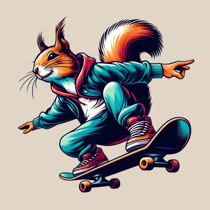 Cool squirrel on a skateboard