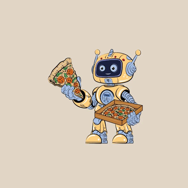 Robot eats pizza
