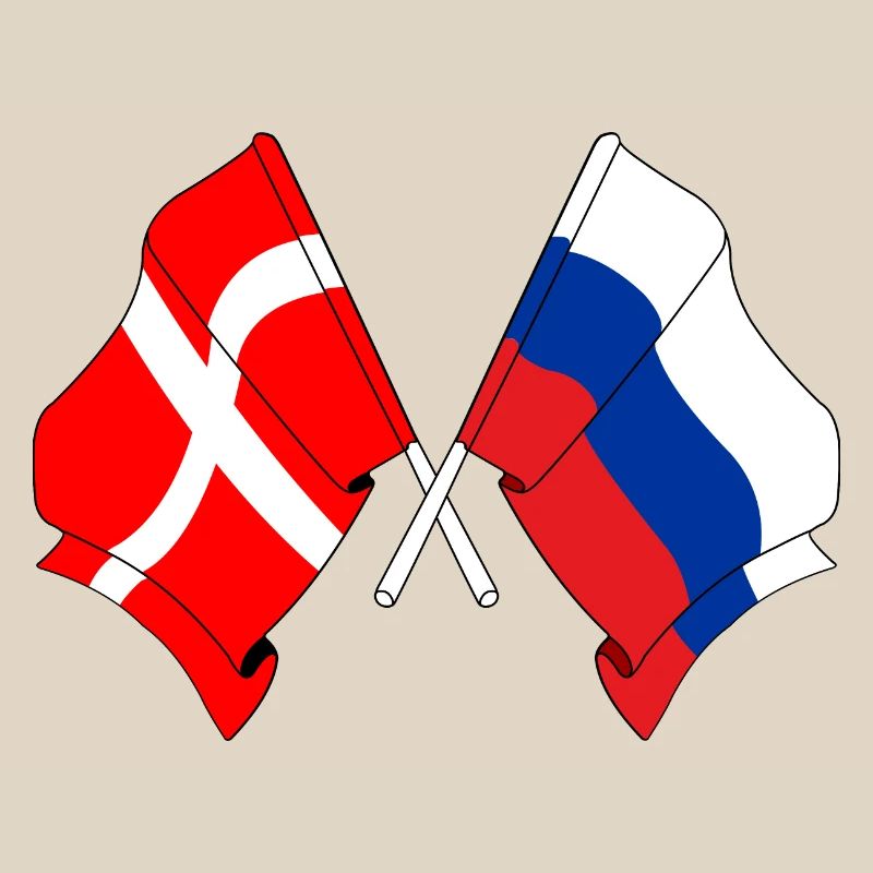 Drapeau Danemark, drapeau Russie