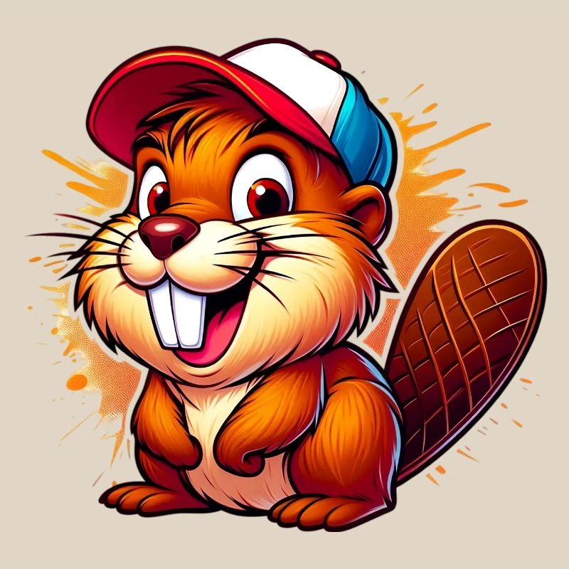 Beaver with baseball cap