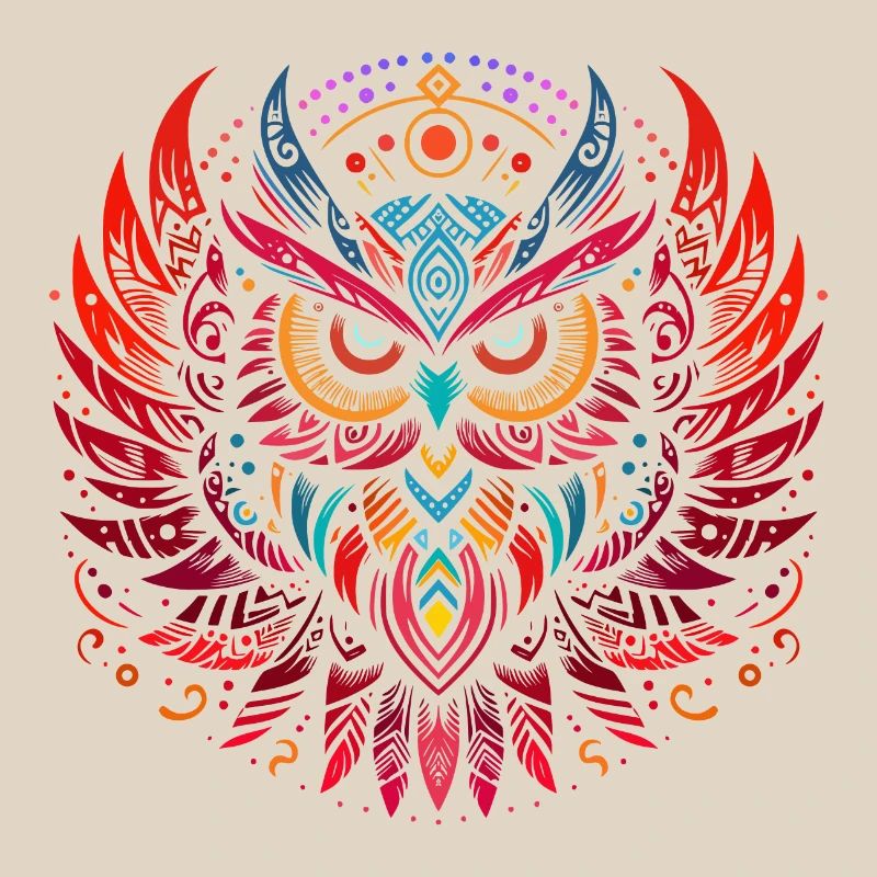 Tribal Eule Mehrfarbig Vogel Eule Geometrisch