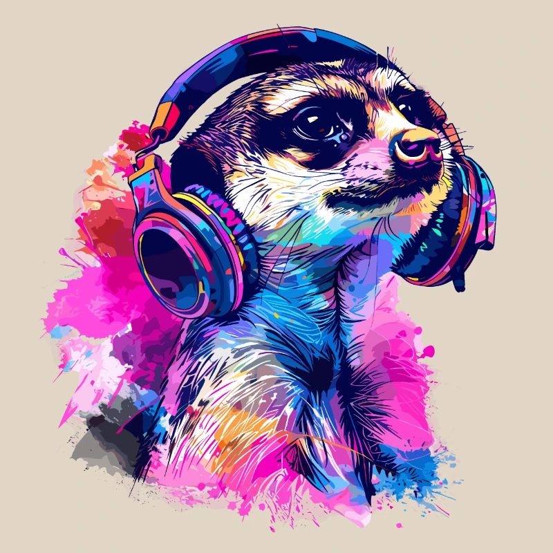 Erdmännchen Erdhündchen Scharrtier mit Kopfhörer