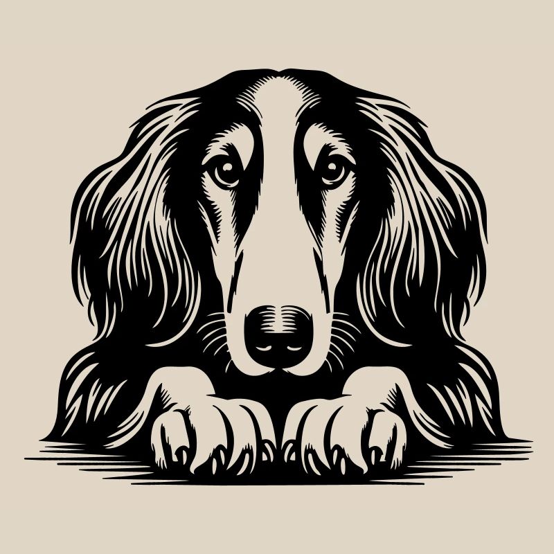 Saluki Head with Paws