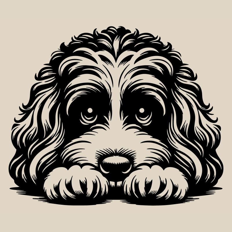 Tête de Cavapoo avec pattes