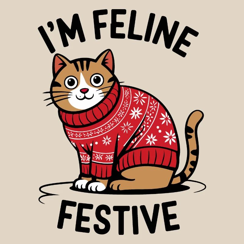 Festliche Katze mit Weihnachtspullover
