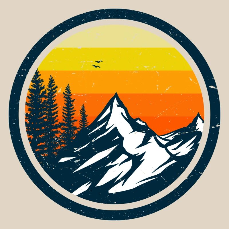 Conception d’aventure au coucher du soleil en montagne