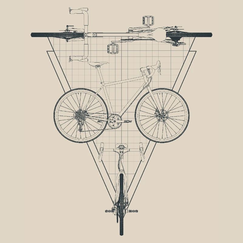 Geometric Bicycle Inside Triangle Emblem