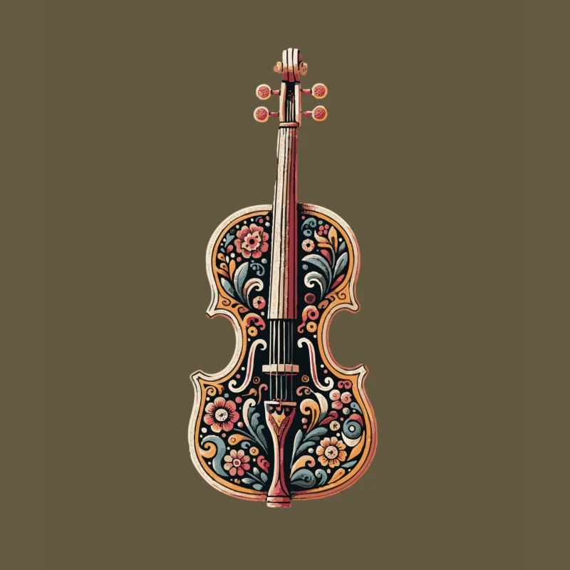 Artistic violin with floral pattern