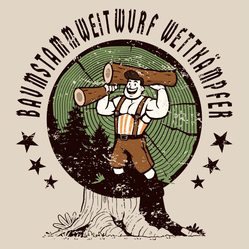 Tree trunk throwing competitors