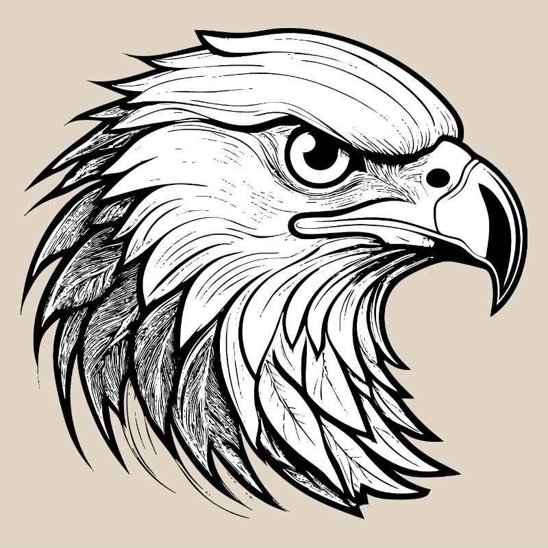 Graphic eagle head in black and white design