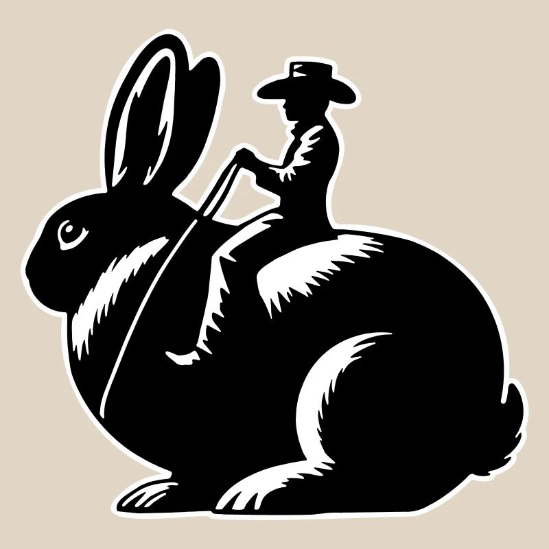 Rabbit Rider (only design - with outline, 3-Color)