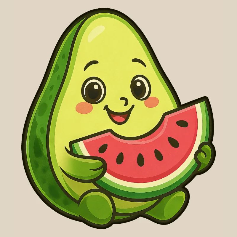 Avocat, melon, pastèque, fruit d’été, design