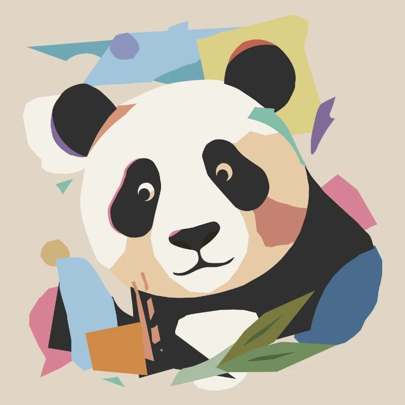 Panda heureux dans un look de collage moderne