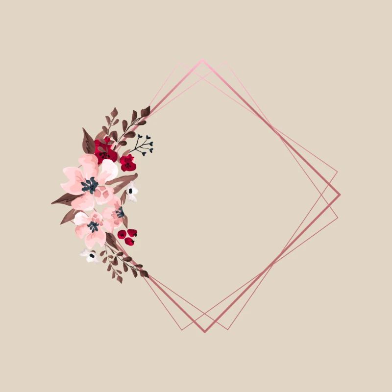 Fleurs dans un cadre rectangulaire / Tons roses