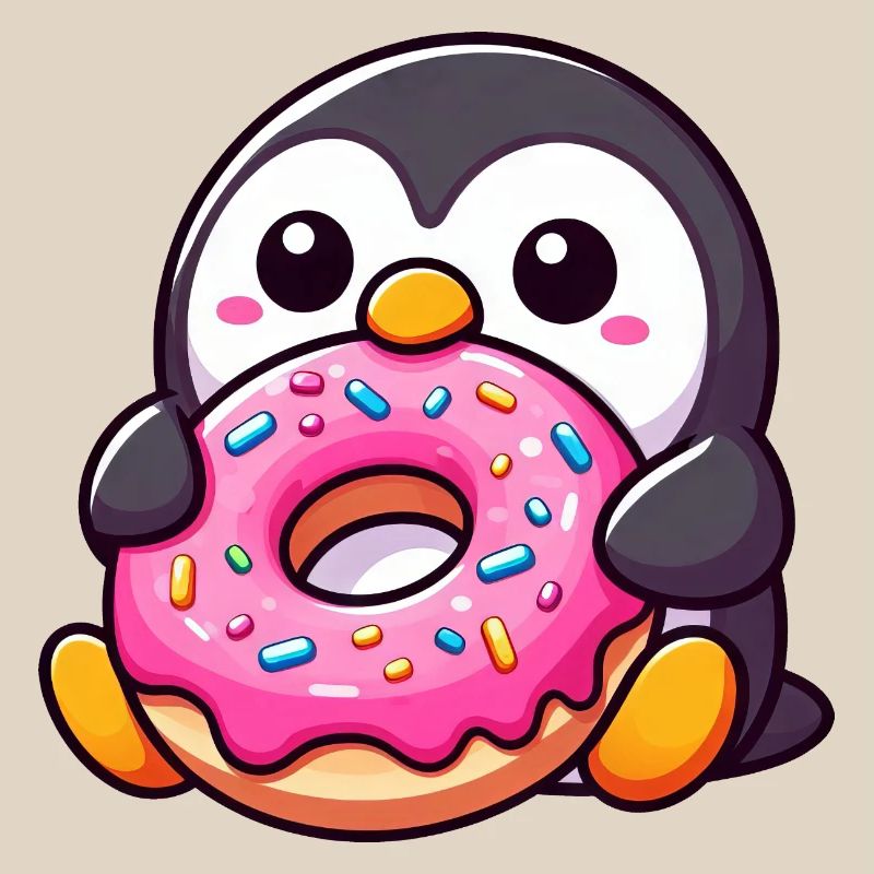 Pingouin mignon avec beignet Dessert Snacking
